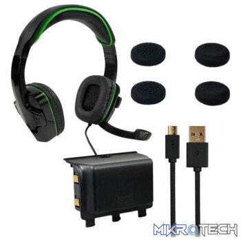 Sparkfox Xbox-One Headset|High-Capacity Battery|3m Braided Cable|Thumb Grip Core Gamer Combo