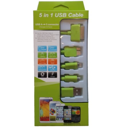 USB MOBILE DATA CABLE 5 IN 1 LIME