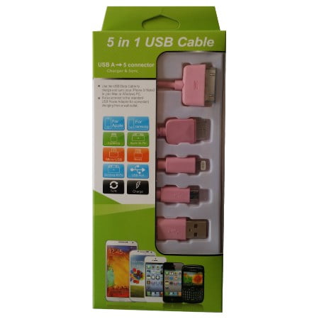 USB MOBILE DATA CABLE 5 IN 1 PINK