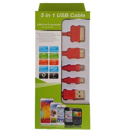 USB MOBILE DATA CABLE 5 IN 1 RED