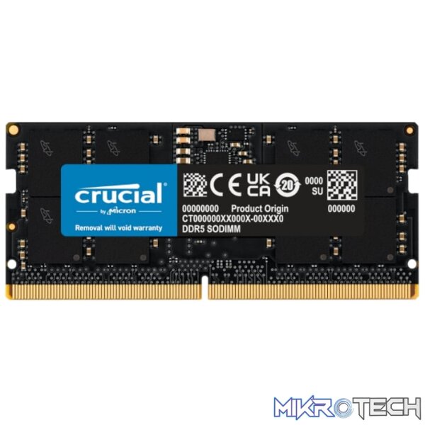 Crucial 24GB 5600MHz DDR5 SODIMM Notebook Memory Crucial 24GB 5600MHz DDR5 SODIMM Notebook Memory