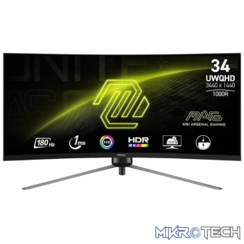 MSI MAG345CQR 34" Curved Gaming Monitor 3440x1440 (UWQHD) VA 1ms 180Hz