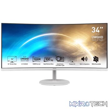 MSI PRO MP341CQ Professional Monitor 3440x1440 (UWQHD) VA 1ms 100Hz HDMI White
