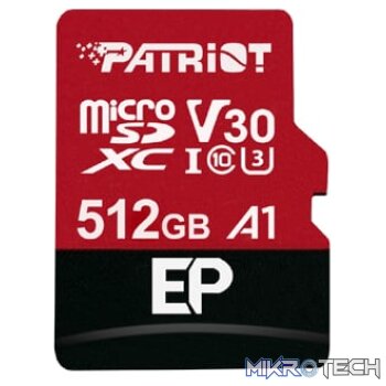 Patriot EP V30 A1 512GB Micro SDXC Card + Adapter