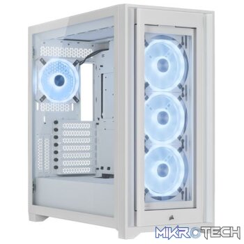 Corsair CC-9011233 iCUE 5000X RGB QL Edition White Mid Tower Tempered Glass PC Gaming Chassis