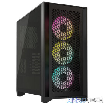 Corsair CC-9011240-WW iCUE 4000D RGB AIRFLOW Dark Tempered Glass Black Steel ATX Mid Tower Desktop Chassis