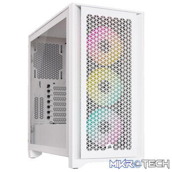 Corsair CC-9011241-WW iCUE 4000D RGB AIRFLOW Clear Tempered Glass White Steel ATX Mid Tower Desktop Chassis