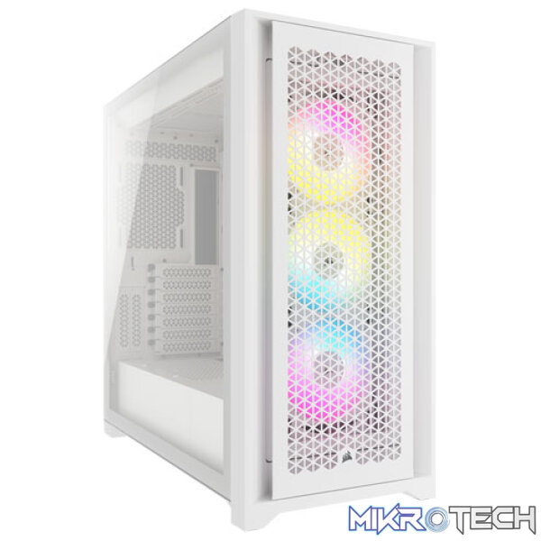 Corsair CC-9011243-WW iCUE 5000D RGB AIRFLOW Clear Tempered Glass White Steel ATX Mid Tower Gaming Chassis Corsair CC-9011243-WW iCUE 5000D RGB AIRFLOW Clear Tempered Glass White Steel ATX Mid Tower Gaming Chassis