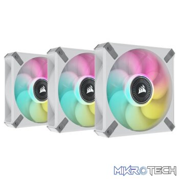 Corsair CO-9050117 ML120 RGB ELITE 120mm RGB Fan+ Lighting Node Core White 3 Pack Chassis Fans