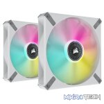 Corsair CO-9050119 ML140 RGB ELITE 140mm RGB Fan + Lighting Node Core White 2 Pack Chassis Fans