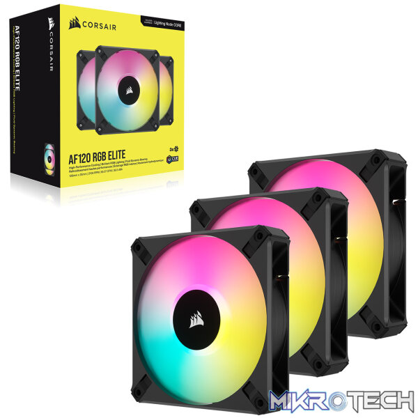 Corsair CO-9050154 iCUE AF120 RGB ELITE Black 120mm 3 Fan + Lighting Node CORE Pack - Image 4