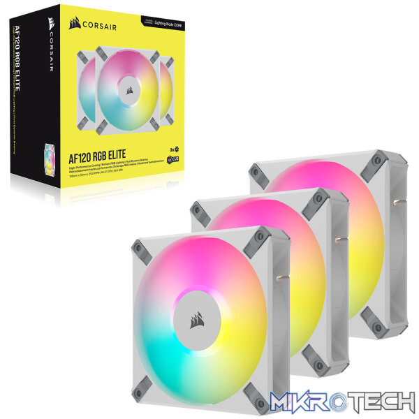 Corsair CO-9050158 iCUE AF120 RGB ELITE White 120mm 3 Fan + Lighting Node CORE Pack - Image 4