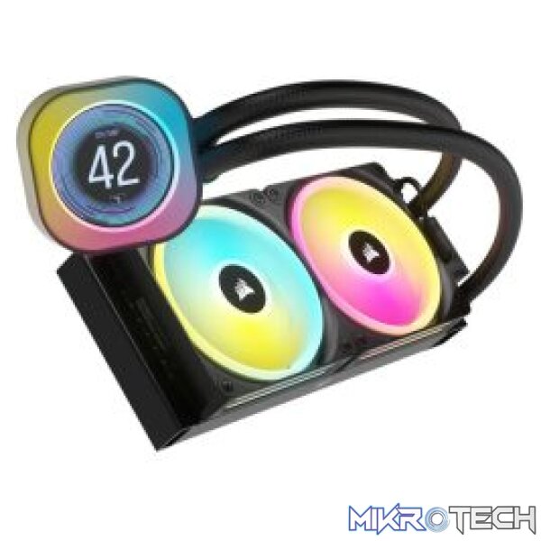 Corsair CW-9061007 iCUE LINK H100i LCD RGB 240mm Black AIO with IPS LCD Display Liquid Cooler - Image 2
