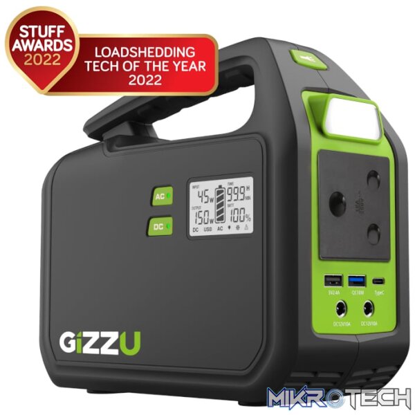 GIZZU 155Wh Portable Power Station 1 x 3 Prong SA Plug Point GIZZU 155Wh Portable Power Station 1 x 3 Prong SA Plug Point
