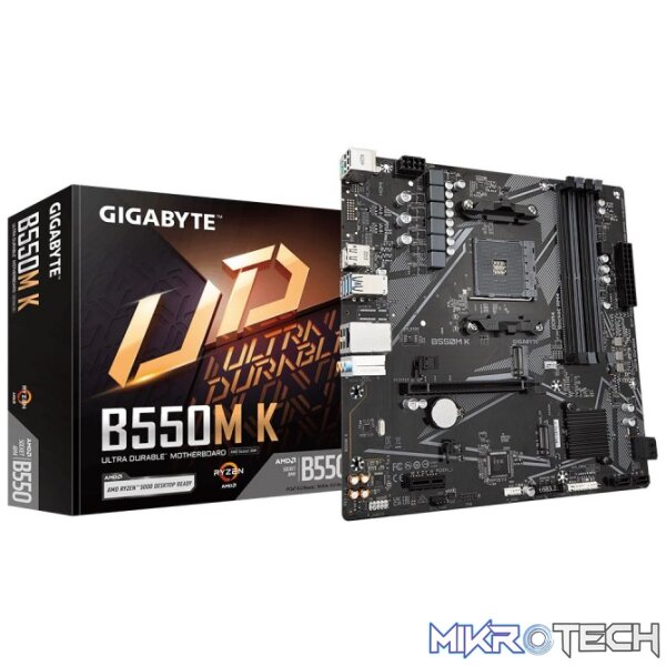 Gigabyte B550M K Ultra Durable AMD B550 Ryzen Socket AM4 Micro-ATX Desktop Motherboard Gigabyte B550M K Ultra Durable AMD B550 Ryzen Socket AM4 Micro-ATX Desktop Motherboard
