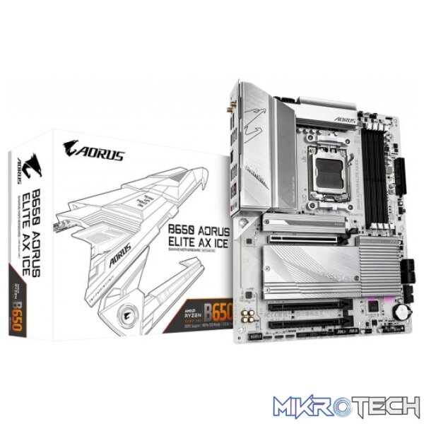 Gigabyte B650 AORUS ELITE AX ICE WiFi AMD B650 Ryzen Socket AM5 ATX Desktop Motherboard Gigabyte B650 AORUS ELITE AX ICE WiFi AMD B650 Ryzen Socket AM5 ATX Desktop Motherboard