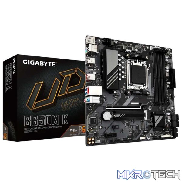 Gigabyte B650M K AMD B650 Ryzen Socket AM5 Micro-ATX Desktop Motherboard Gigabyte B650M K AMD B650 Ryzen Socket AM5 Micro-ATX Desktop Motherboard