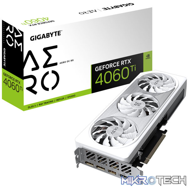 Gigabyte GeForce RTX 4060 Ti AERO OC 8GB GDDR6 128-Bit PCIe 4.0 Desktop Graphics Card Gigabyte GeForce RTX 4060 Ti AERO OC 8GB GDDR6 128-Bit PCIe 4.0 Desktop Graphics Card