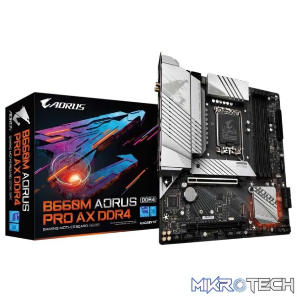 Gigabyte Intel B660M AORUS PRO AX DDR4 LGA1700 MATX Motherboard Gigabyte Intel B660M AORUS PRO AX DDR4 LGA1700 MATX Motherboard