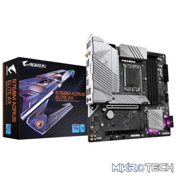 Gigabyte Intel B760M AORUS ELITE AX B760 Raptor Lake LGA 1700 DDR5 Micro-ATX Desktop Motherboard