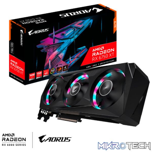 Gigabyte Radeon RX 6750 XT Aorus Elite 12GB GDDR6 192-bit PCIe 4.0 Desktop Graphics Card Gigabyte Radeon RX 6750 XT Aorus Elite 12GB GDDR6 192-bit PCIe 4.0 Desktop Graphics Card