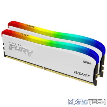 Kingston KF436C17BWAK2/16 FURY Beast RGB Special Edition 16GB (2 x 8GB) DDR4 DRAM 3600MHz CL17 1.35V White Memory