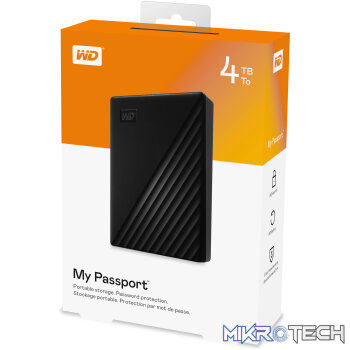 Western Digital WDBPKJ0040BBK MY PASSPORT 4TB PORTABLE EXTERNAL HARD DRIVE