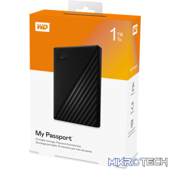 Western Digital WDBYVG0010BBK 1TB MY PASSPORT PORTABLE EXTERNAL HARD DRIVE USB 3.0