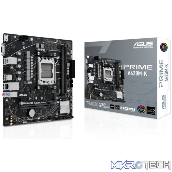 PRIME_A620M_K_e34b Asus AMD A620 Ryzen AM5 Micro-ATX Prime Motherboard - Image 1