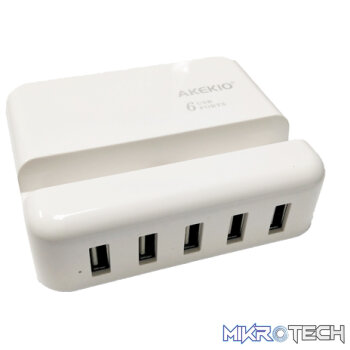Geeko 5 Port USB Travel Charger with Apple Lightning Cradle