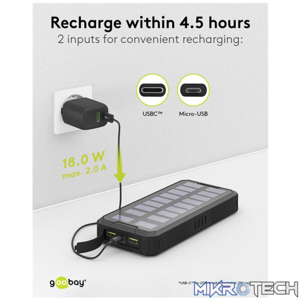 Goobay Outdoor Fast Charge 20 000 mAh Power Bank with Solar - Image 8