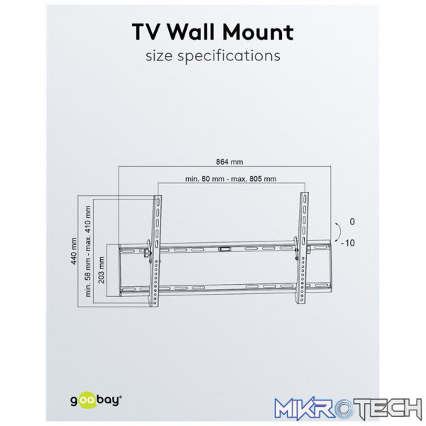 Goobay TV Wall Mount Basic Tilt for TVs from 43" to 100" - Image 6