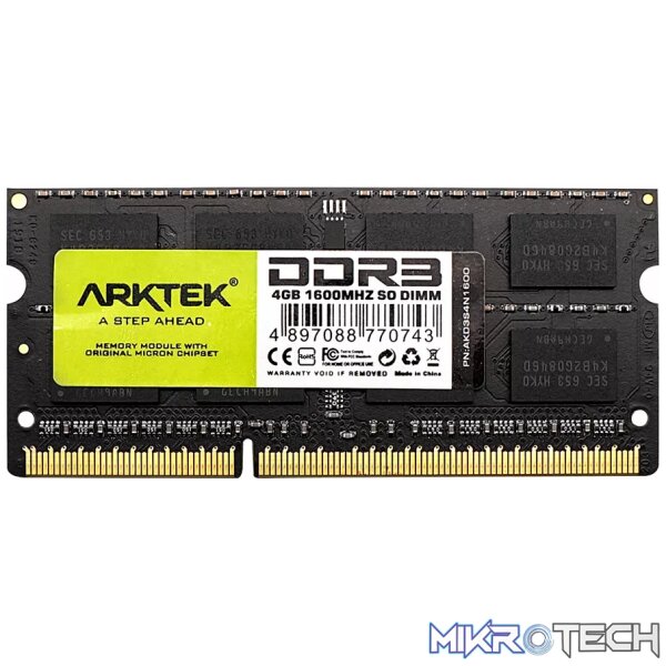 201104170043318543 Arktek Memory 4GB DDR3 PC-1600 SO-DIMM RAM Module for Notebook - Image 1