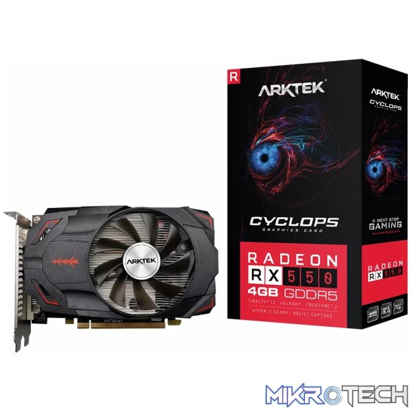 210106150013623565 Arktek AMD Radeon RX550 4GB GDDR5 128-bit HDMI / DVI / DP Graphics Card - Image 1
