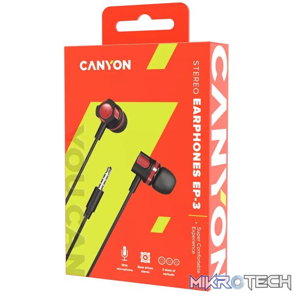 CANYON headphones EP-3 Mic 1.2m Red - Image 3
