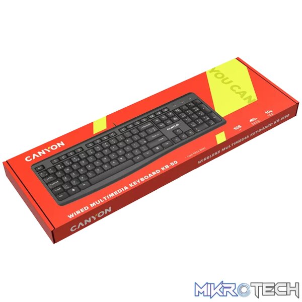 CANYON keyboard KB-50 EN Slim Wired Black - Image 4