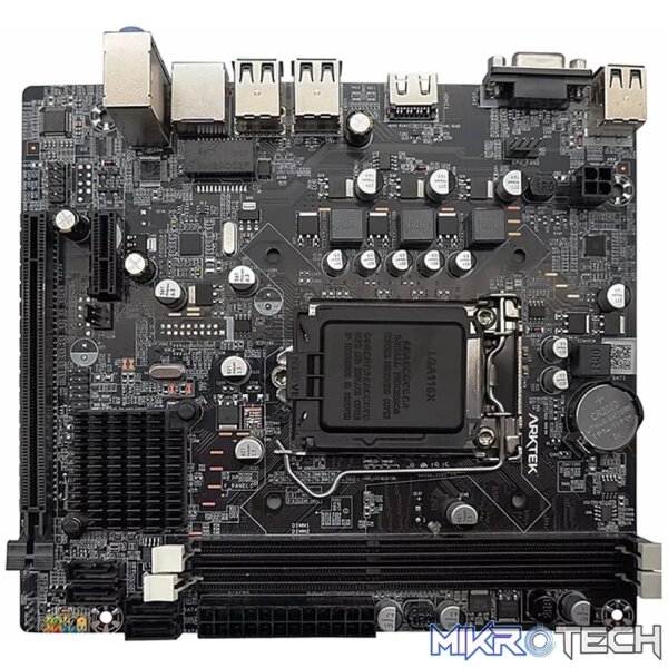 Arktek Intel H61 Chipset, Socket LGA1155, Dual Channel DDR3, Integrated Intel Graphics X4500 HD, 2 x DDR3 Slots, Realtek 10/100/1000 Gigabit LAN, Realtek Audio, 4 x SATA Ports, 2 x USB 2.0, 1 x PCI Express x16 Slot, Micro-ATX - Image 2
