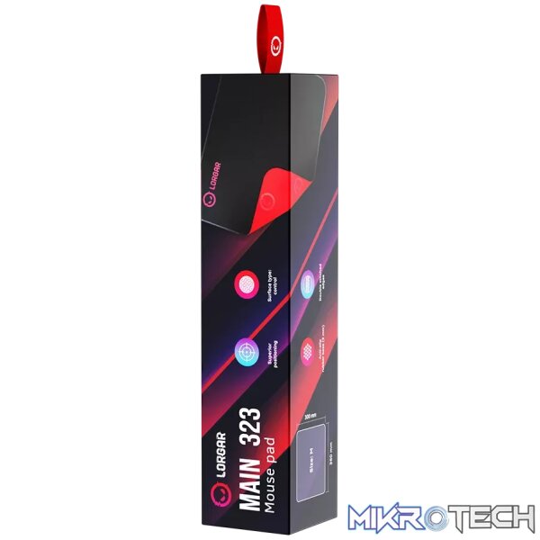 Lorgar Main 323, Gaming mouse pad, Precise control surface, Red anti-slip rubber base, size: 360mm x 300mm x 3mm, weight 0.21kg - Image 8