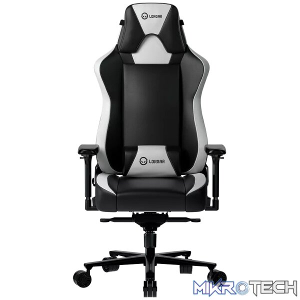 230323150014421327 LORGAR Base 311, Gaming chair, PU eco-leather, 1.8 mm metal frame, multiblock mechanism, 4D armrests, 5 Star aluminium base, Class-4 gas lift, 75mm PU casters, Black + white - Image 1
