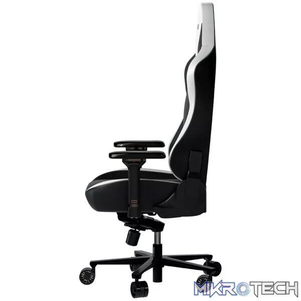 LORGAR Base 311, Gaming chair, PU eco-leather, 1.8 mm metal frame, multiblock mechanism, 4D armrests, 5 Star aluminium base, Class-4 gas lift, 75mm PU casters, Black + white - Image 5