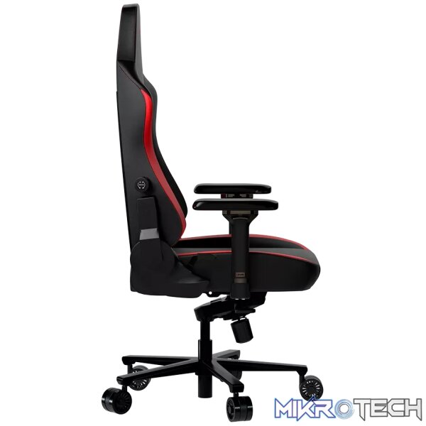 LORGAR Embrace 533, Gaming chair, PU eco-leather, 1.8 mm metal frame, multiblock mechanism, 4D armrests, 5 Star aluminium base, Class-4 gas lift, 75mm PU casters, Black + red - Image 3