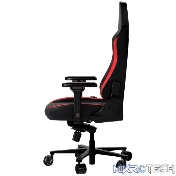 LORGAR Embrace 533, Gaming chair, PU eco-leather, 1.8 mm metal frame, multiblock mechanism, 4D armrests, 5 Star aluminium base, Class-4 gas lift, 75mm PU casters, Black + red - Image 5