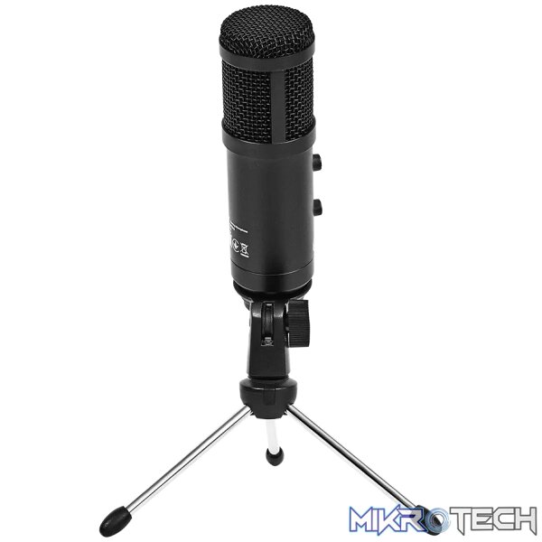 LORGAR Soner 313, Gaming Microphone, USB condenser microphone with Volume Knob & Echo Knob, Frequency Response: 80 Hz—17 kHz, including 1x Microphone, 1 x 2.5M USB Cable, 1 x Tripod Stand, dimensions: Ø47.4*158.2*48.1mm, weight: 243.0g, Black - Image 2
