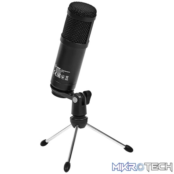 LORGAR Soner 313, Gaming Microphone, USB condenser microphone with Volume Knob & Echo Knob, Frequency Response: 80 Hz—17 kHz, including 1x Microphone, 1 x 2.5M USB Cable, 1 x Tripod Stand, dimensions: Ø47.4*158.2*48.1mm, weight: 243.0g, Black - Image 3