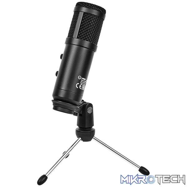 LORGAR Soner 313, Gaming Microphone, USB condenser microphone with Volume Knob & Echo Knob, Frequency Response: 80 Hz—17 kHz, including 1x Microphone, 1 x 2.5M USB Cable, 1 x Tripod Stand, dimensions: Ø47.4*158.2*48.1mm, weight: 243.0g, Black - Image 5