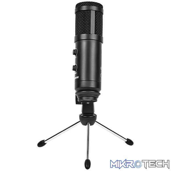 LORGAR Soner 313, Gaming Microphone, USB condenser microphone with Volume Knob & Echo Knob, Frequency Response: 80 Hz—17 kHz, including 1x Microphone, 1 x 2.5M USB Cable, 1 x Tripod Stand, dimensions: Ø47.4*158.2*48.1mm, weight: 243.0g, Black - Image 6