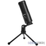 LORGAR Voicer 521, Gaming Microphone, Black, USB condenser mic with Volume Knob, 3.5MM headphonejack, mute button and led indicator, package including 1x F5 Microphone, 1 x 2M type-C USB Cable, 1 xTripod Stand