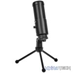 LORGAR Voicer 521, Gaming Microphone, Black, USB condenser mic with Volume Knob, 3.5MM headphonejack, mute button and led indicator, package including 1x F5 Microphone, 1 x 2M type-C USB Cable, 1 xTripod Stand - Image 2