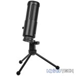 LORGAR Voicer 521, Gaming Microphone, Black, USB condenser mic with Volume Knob, 3.5MM headphonejack, mute button and led indicator, package including 1x F5 Microphone, 1 x 2M type-C USB Cable, 1 xTripod Stand - Image 3