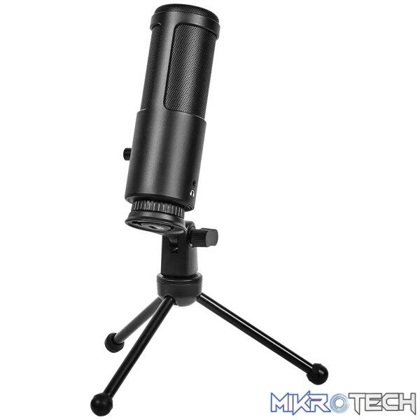 LORGAR Voicer 521, Gaming Microphone, Black, USB condenser mic with Volume Knob, 3.5MM headphonejack, mute button and led indicator, package including 1x F5 Microphone, 1 x 2M type-C USB Cable, 1 xTripod Stand - Image 3